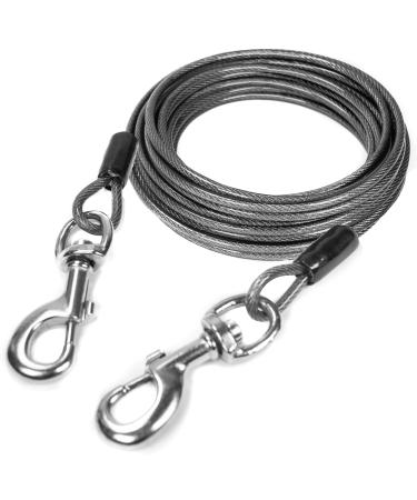 Mighty Paw Dog Tie Out Cable For Dogs | 9 m Braided Steel Dog Tether Cable. Chew Proof Lead for All Sized Pets. Dog Tether Lead Great for Yard Camping Beach & Garden Lead. Dog Cable Tie Out X Large | 25 - 50 kg Black