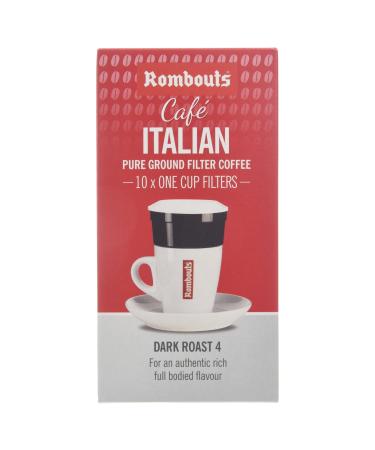 Rombouts Cafe Italian Pure Ground Filter Coffee Cups 10 x 6.2g