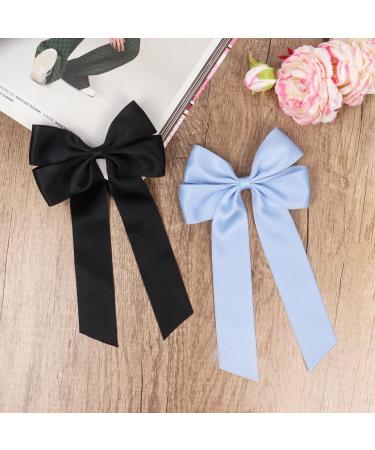 2 Pack Bow Hair Clips Black Hair Bows for Women Girls Large Bow Clips Hair Barrette Hair Accessories(Black Blue) - Buy Online on SooperMarket.com
