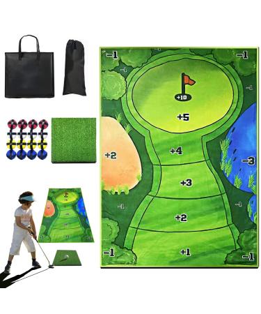 Casual Golf Game Set- - Includes 6x4 Ft Sticky Playing Mat, 16 Grip Golf Balls,1 Chipping Mat, and Carrying Bag -Mini Golf Game for Home and Office-Golf Gifts for Adults Family Kids Outdoor Indoor