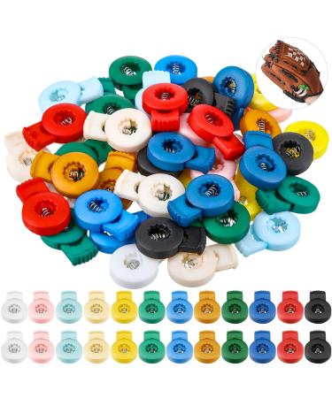 Jexine 48 Pieces Baseball Glove Locks DIY Cord Lock Plastic Shoelace Locks Single Holed Drawstring Locks End Spring String Stopper Suit for Drawstrings Bags Clothing Shoelaces Multicolor