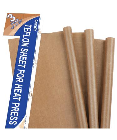 CAREGY 3 Pack PTFE Teflon Sheet for Heat Press Non Stick Transfer Sheet 16 x 20 Heat Transfer Paper Reusable Heat Resistant Craft Mat