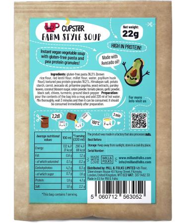 Mill & Folks Cupster Instant Farm Style Soup 10pack (10x22g) | Vegan & Gluten-Free - Buy Online on SooperMarket.com