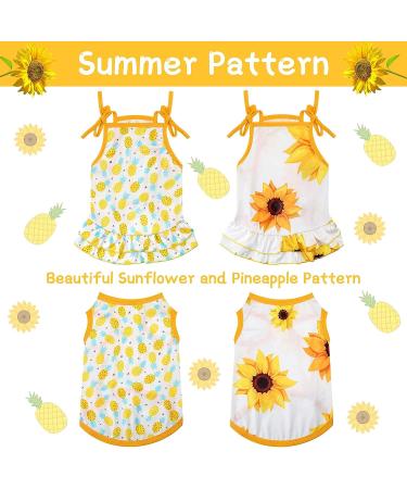 Pineapple Sunflower Large Pet Dress & Shirt Set - 4 Piece Cute & Breathable Puppy Clothes - Buy Online on SooperMarket.com