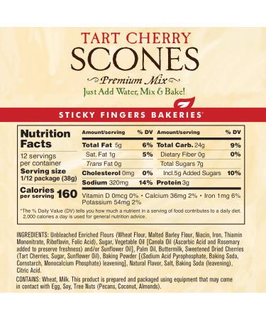 English Scone Mix Tart Cherries by Sticky Fingers Bakeries Easy to Make English Scones Fresh Baked Makes 12 Scones (2pk) 1 Pound (Pack of 2) - Buy Online on SooperMarket.com