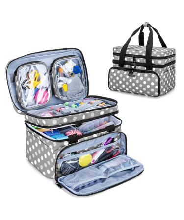 BAFASO Double Layer Sewing Accessories Organizer with 2 Detachable Pouches  Large Sewing Storage Bag for Sewing Tools (BAG ONLY)  Polka Dots