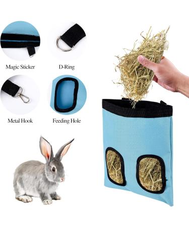 Rabbit Hay Feeder Bag Guinea Pig Hay Feeder Storage Racks 600d Oxford Cloth Fabric Hanging Feeding Hay for Hamsters Bunny Small Animals (Blue) - Buy Online on SooperMarket.com