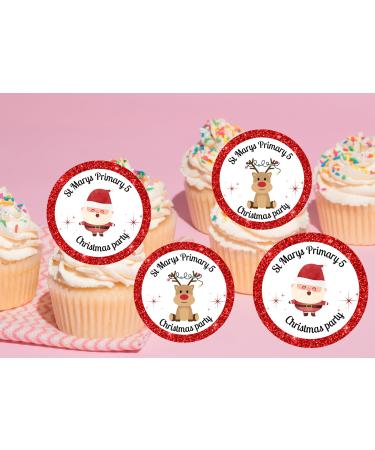 edible 20 x Christmas Personalised cupcake toppers uncut 5 School christmas party/Any wording (icing paper)