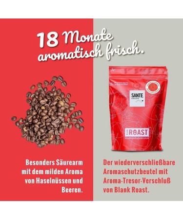 Blank Roast Sante 500g - Organic Caffeine-Free 100% Arabica Coffee Beans from Peru - Low Acid Eco-Friendly Full Crema - Perfect for All Brewing Methods - Buy Online on SooperMarket.com