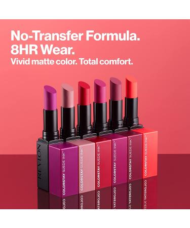 Revlon ColorStay Suede Ink Lipstick with Built-in Primer, Vitamin E Infused, Waterproof, Smudgeproof, Matte Color - 008 That Girl - Buy Online on SooperMarket.com
