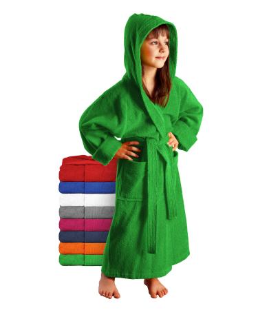 Arus children's bathrobe with hood for boys and girls 100% cotton terry (380 g/m ) long eco-tex certified large color selection 128 frog green