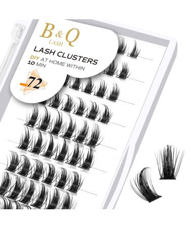 Cluster lashes 72 Clusters B&Q Lash Clusters D Curl Individual Cluster Lashes Natural Eyelash Clusters DIY Lash Extensions Soft Fluffy Cluster Eyelash Extensions (UK-FD-B38-D-16) D-16 mm B 38