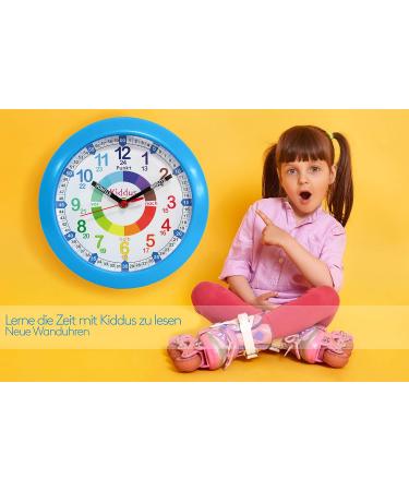 Kiddus Analog Wall Clock for Kids - Easy Time Learning with Exercises | Blue 21cm - Perfect for Boys & Girls - Buy Online on SooperMarket.com
