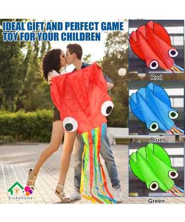 Octopus Kite 3 Pack - Easy-to-Fly 3D Giant Kites for Adults and Kids - Rainbow Kites with String Reel - Beach Toy Kites for Boys and Girls - 3 Colors - Buy Online on SooperMarket.com