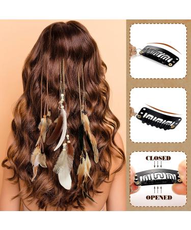 12 Pcs Boho Feather Hair Clip Extensions for Women - Stylish Mixed Colors - Buy Online on SooperMarket.com