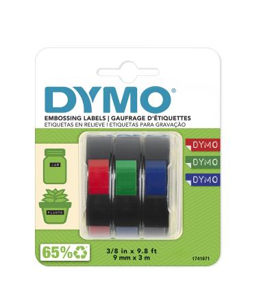 DYMO 1741671 Embossing Tape, Red, Green and Blue, 3/8-Inch Assorted Embossing Labels Red, Green, Blue