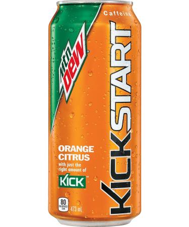 Mountain Dew Kickstart Orange Citrus Carbonated Soft Drink 473 mL Cans 12 Pack - Buy Online on SooperMarket.com