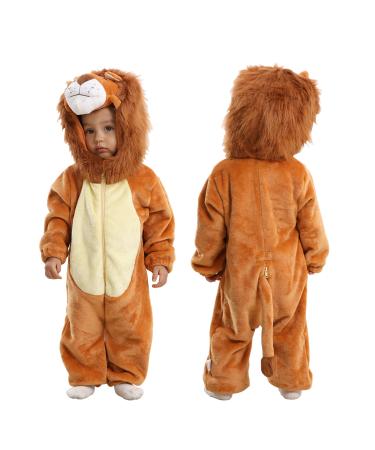 Doladola Baby Boys Girls Cartoon Animal Hooded Onesies Infant Pajamas Romper 18-24 Months Lion