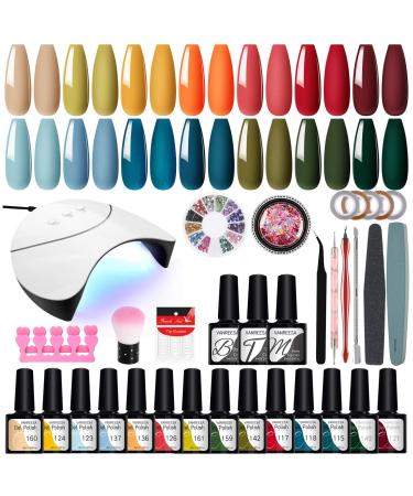 Gel Nail Kit VANREESA 14 Colours Gel Nail Polish Set with 36W Nail Lamp Complete Manicure Tools Gel Nail Starter Kit Red Blue Green Collection Nail Kit Gift for Women 30 Pieces Set