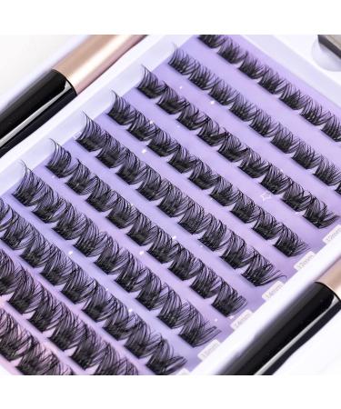 90 Clusters DIY False Eyelashes Kit - Reusable Soft Natural Russian Lashes Extensions - Clear Glue Included - 10-16mm C CC D Curl - Buy Online on SooperMarket.com
