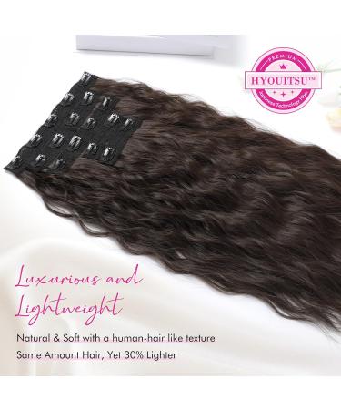 REECHO 5PCS Brown Clip in Hair Extensions 24 Thick Long Loose Waves HE002 - Dark Chocolate Brown | Natural Soft Hairpieces for Women - Buy Online on SooperMarket.com