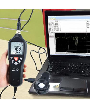 Digital Light Meter Lux Meter - Measurement Range 0-200,000 Lux - Detachable Sensor - Min/Max/Avg Functions - Data Record Function - CD Software & USB Power Cable - Buy Online on SooperMarket.com
