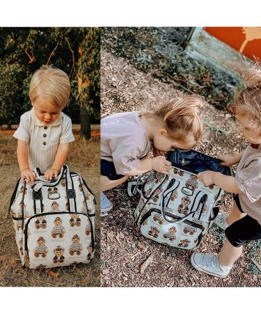 Pipi Bear Diaper Bag Backpack | Stylish Jacquard Maternity Nappy Bag for Mom and Dad with Changing Pad - Cream - Buy Online on SooperMarket.com