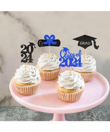 Ercadio 48 Pack 2023 Graduation Cupcake Toppers Black Blue Glitter Grad Cap Diploma Class of 2023 Cupcake Picks for 2023 Graduation Theme Party Cake Decorations Supplies B-grad Blue - Buy Online on SooperMarket.com