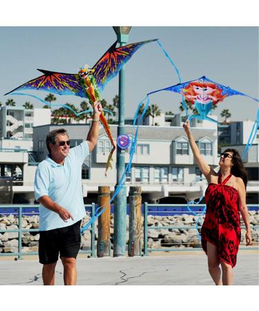 WindNSun Super Size 3D Blue Dragon Kite | 76 Wide Ripstop Nylon | Glass Eye Design - Buy Online on SooperMarket.com