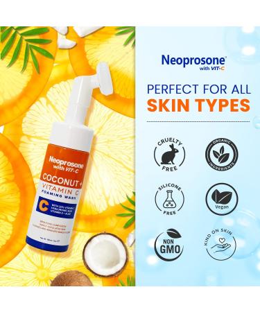 Neoprosone Skin Brightening Foaming Face Wash - 5 fl oz / 150 ml - Acne Face Wash Gentle Facial Cleanser for Oily Sensitive Normal Skin with Aloe Vera Coconut Oil - Buy Online on SooperMarket.com