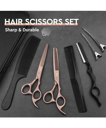 JASON Professional Hairdressing Scissors Set - 6.5 inch Hair Cutting & Thinning Scissors, Rose Gold Hairdresser Set - Buy Online on SooperMarket.com