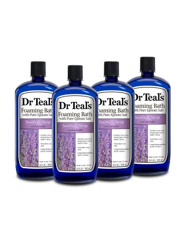 Dr Teal's Foaming Bath with Pure Epsom Salt, Soothe & Sleep with Lavender, 34 fl oz (Pack of 4)