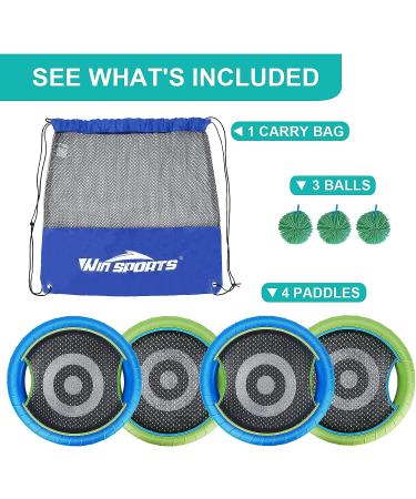 WIn SPORTS Trampoline Paddles Disc Indoor Outdoor Game for 4 Players Camping Game for Kids  Adults Couples  Friends Family  Includes 4 Rackets  3 Rubber Koosh Balls 1 Storage Bag - Buy Online on SooperMarket.com