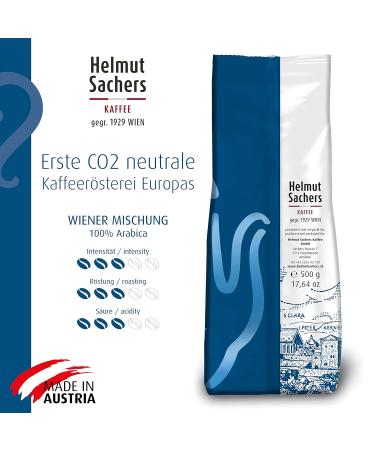 Helmut Sachers Viennese Blend Coffee - Premium 500g Arabica Beans Sustainably Roasted in Austria - Whole Bean Melange - Buy Online on SooperMarket.com