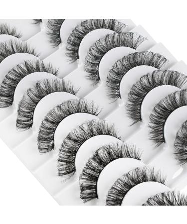 Glowing Win 10 Pair 3D False Eyelashes | Russian Strip Lashes | D Curl Reusable Cat Eye Volume & Wispy Fake Lashes - Buy Online on SooperMarket.com