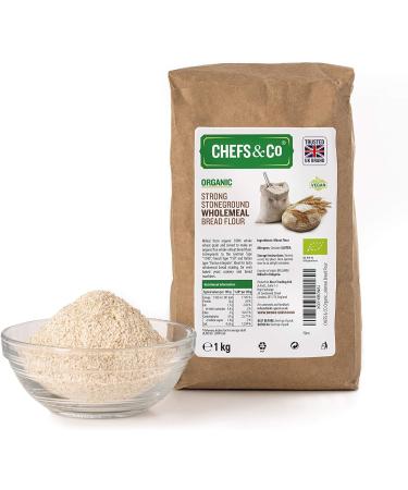 CHEFS & CO Stoneground Strong Organic Wholemeal Bread Flour 1 Kg | Freshly Milled Flour for Baking | Ideal for Wholemeal Bread Making Oven Baked Yeast Cookery & Bread Machines - Buy Online on SooperMarket.com