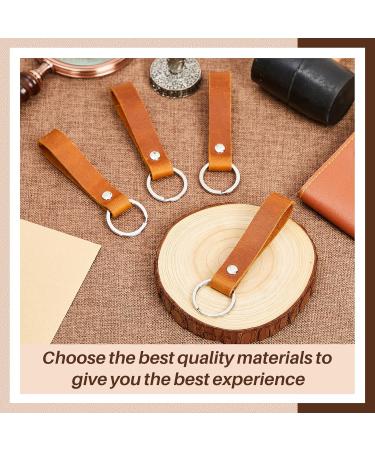 Shop Nuen 4-Piece Leather Key Ring Set | Durable Leather Keychains with Metal Loops for Cars | Stylish Key Accessories - Buy Online on SooperMarket.com