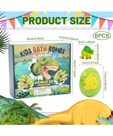 Dinosaur Egg Bath Bombs Set for Kids - 6 Large 100g Fizzies with Mini Toys - Perfect Easter, Christmas, Birthday Gift - Buy Online on SooperMarket.com