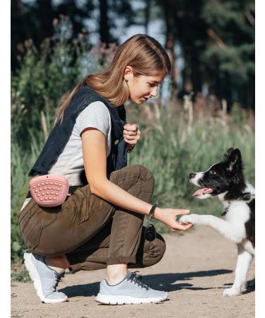 Gobeigo Pink Silicone Dog Treat Bags with Clicker - Magnetic Closure for Training & Walks | Puppy Fanny Pack - Buy Online on SooperMarket.com