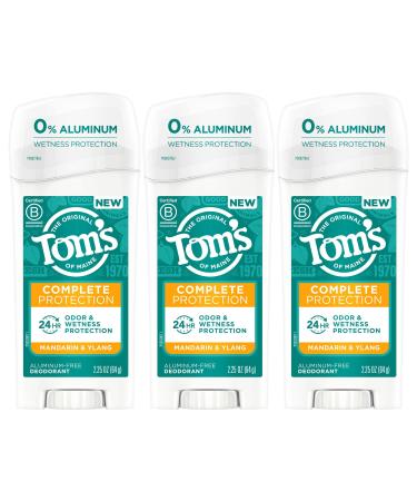 Tom's of Maine Complete Protection Deodorant 2.25 Ounce 3-Pack Mandarin & Ylang