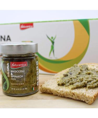 Naturamica Superfood Pesto Sauce - Broccoli and Spinach | All Natural, Healthy Spread for Pasta | 4.9 oz - Buy Online on SooperMarket.com