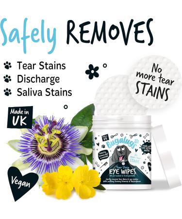 BUGALUGS Dog Eye Wipes 100 Biodegradable textured pre-soaked Dog Wipes. Safe & Easy Cleaning For Dogs - Pet Eye Wipes Remove Tear Stains Dog Eye Crust & Eye Discharge - Buy Online on SooperMarket.com