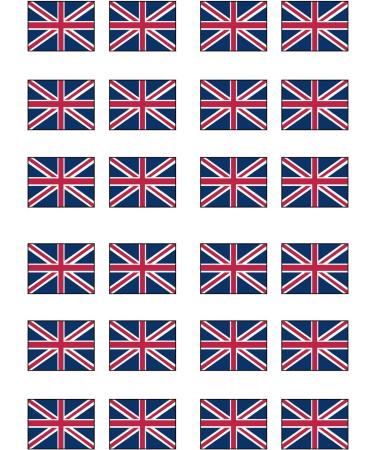 24 PRECUT Union Jack Flags British Flag Edible Cupcake Toppers - Premium Thickness SWEETENED VANILLA - wafer card disc cake decorations - Buy Online on SooperMarket.com