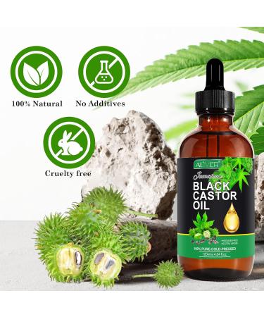 Jamaican Black Castor Oil 120ML Massage Oil for Aromatherapy 100% Pure Natural Cold Pressed Organic Castor Oil Stimulate Growth for Hair Eyelashes Eyebrows Skin Moisturizer & Hair Oil and Body Oil - Buy Online on SooperMarket.com