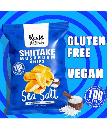 Real Naturals Shiitake Mushroom Chips Sea Salt Non GMO Low Calorie Vegan 12 Count of 32g Salted - Buy Online on SooperMarket.com