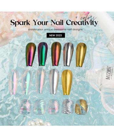 MIZHSE Chrome Magic Mirror Nail Gel 10ML - Liquid Powder for Nails, Mermaid Glitter & Iridescent Effect Metallic Chameleon Nail Polish MJY002 - Buy Online on SooperMarket.com