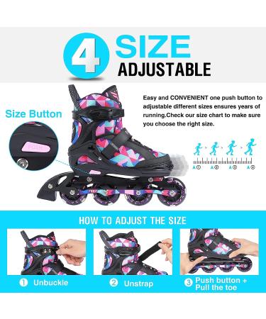 FIHUNY Adjustable Inline Skates for Kids and Adults with Light Up Wheels Roller Blades Skates for Girls and Boys Women C pink Large-Youth & Adult(4-7 US) - Buy Online on SooperMarket.com