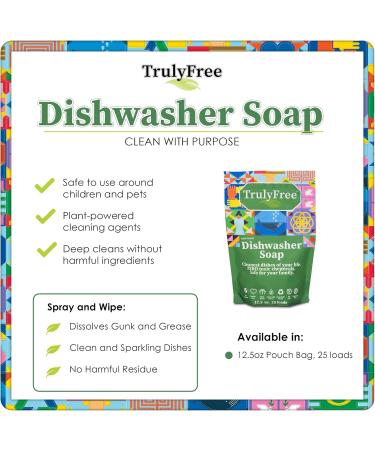 Truly Free Auto Dishwasher Soap 12.5oz - Natural Concentrated Dishwasher Detergent Hard Water Stain Remover No Harmful Ingredients - Sparkling Clean Dishes - Buy Online on SooperMarket.com