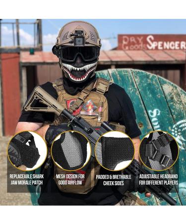 OneTigris X Storm Airsoft Mask - Tactical Mesh Face Protection with Removable Shark Jaw Morale Patch - Buy Online on SooperMarket.com