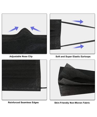 100pcs Black Disposable Face Masks - 3 Ply Adults Disposable Mask (100 Pcs) - Buy Online on SooperMarket.com
